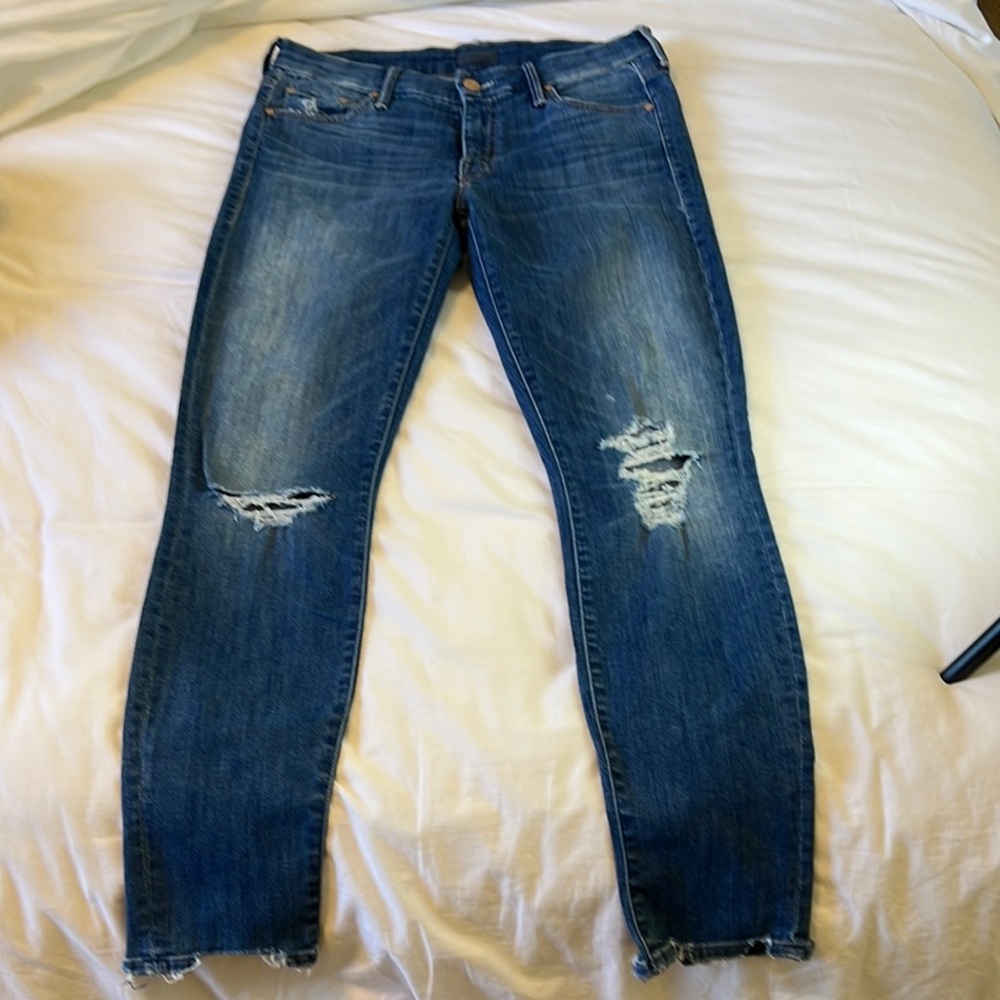 Blue Distressed Mother Women's Jeans